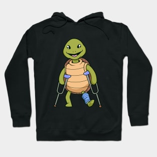 On crutches - cartoon turtle Hoodie